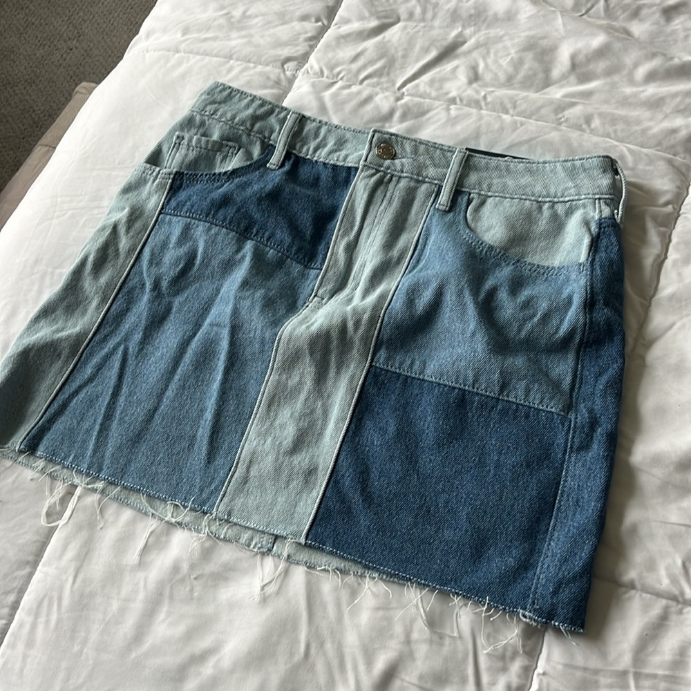 NWT Hollister denim color block high rise mini skirt